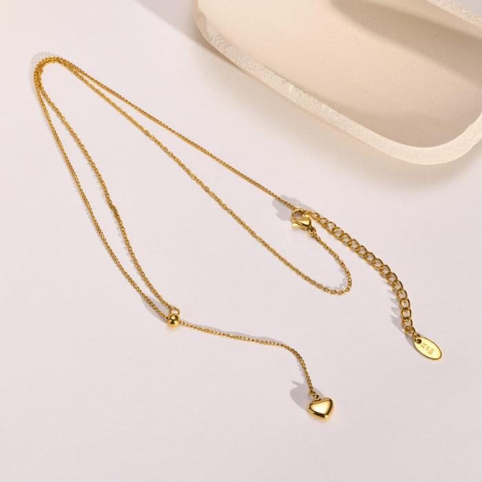 Wholesale Stainless Steel Y Shape Drop Heart Necklace