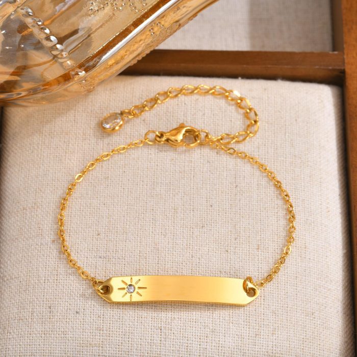 Wholesale Stainless Steel Gold Engravable Bar Bracelet
