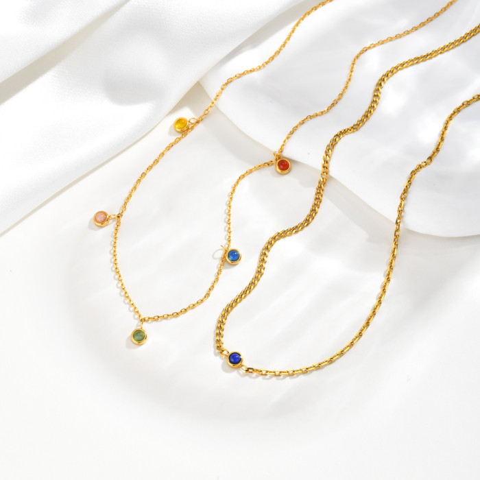 Wholesale Stainless Steel Rainbow Gemstone Choker
