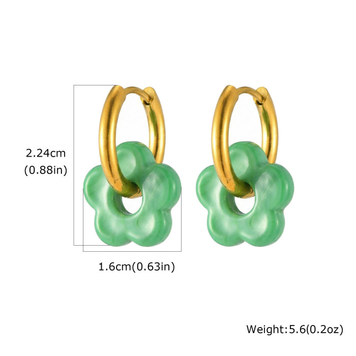 Wholesale Stainless Steel Colorful Flower Earrings