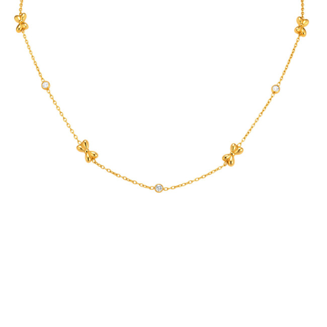 Wholesale Stainless Steel Bow Knot Necklace