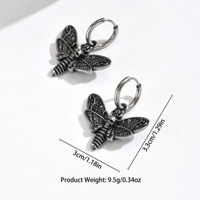 Wholesale Retro Stainless Steel Gothic Skull Earrings
