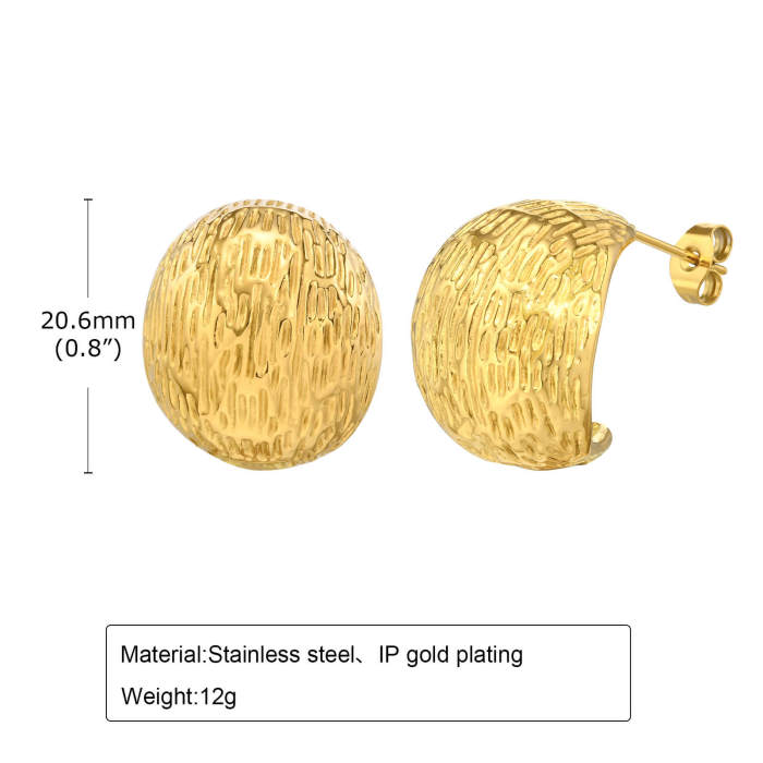 Wholesale Stainless Steel Hammered Hemisphere Stud Earring
