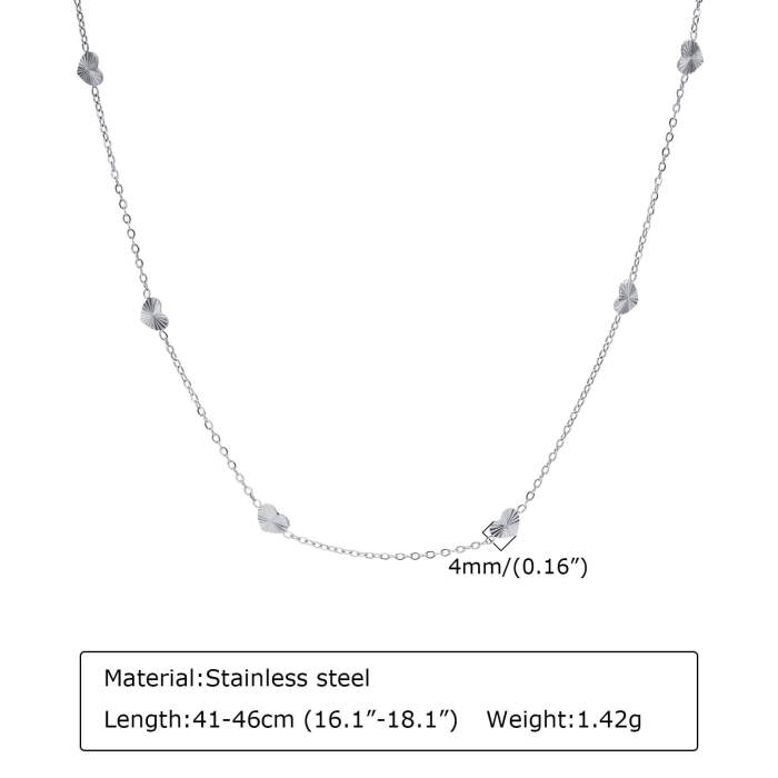 Wholesale Stainless Steel Pleated Hearts Necklace