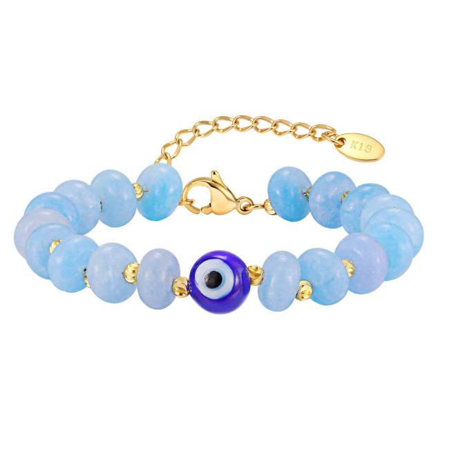 Wholesale Ocean Blue Stone Bead Evil Eye Bracelet