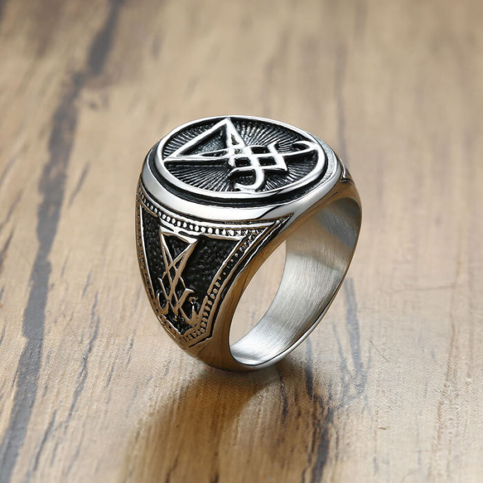 Wholesale Stainless Steel Mens Lucifer Signet Ring