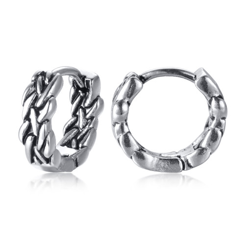 Wholesale Stainless Steel Punk Braid Hoop Earrings