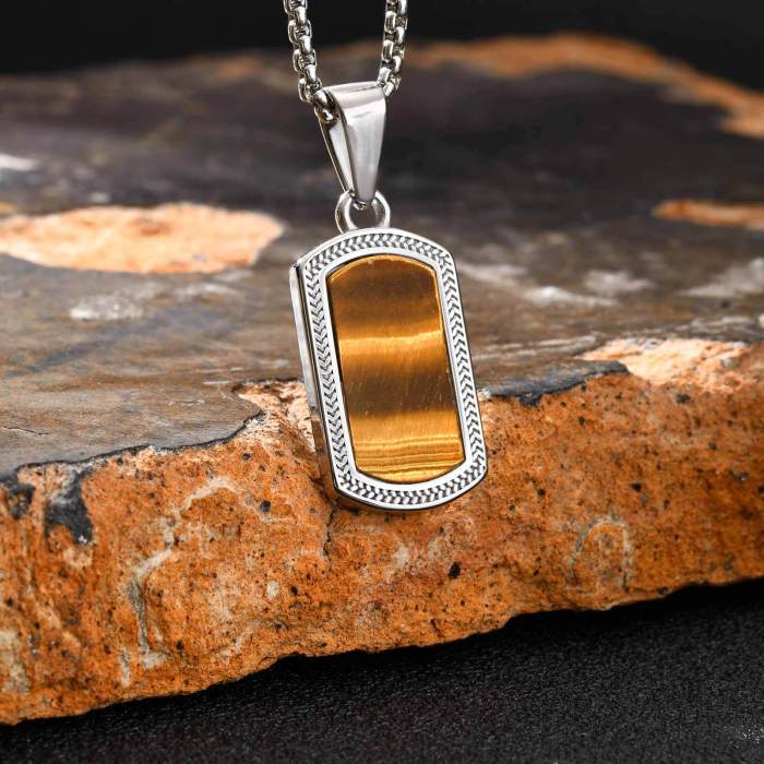 Wholesale Stainless Steel Tiger Eye Stone Pendant