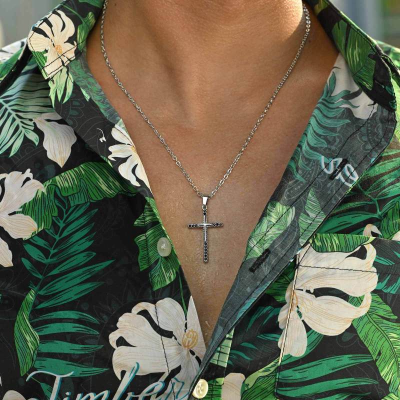Wholesale Stainless Steel Black Zirconia Cross Pendant
