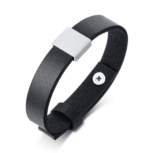 Wholesale Personalized Genuine Black Leather Bracelet