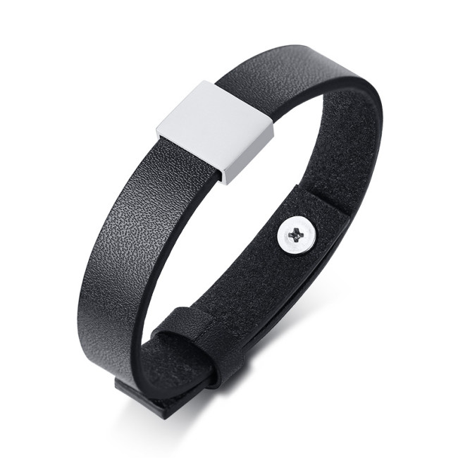 Wholesale Personalized Genuine Black Leather Bracelet