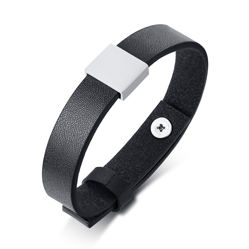 Wholesale Personalized Genuine Black Leather Bracelet