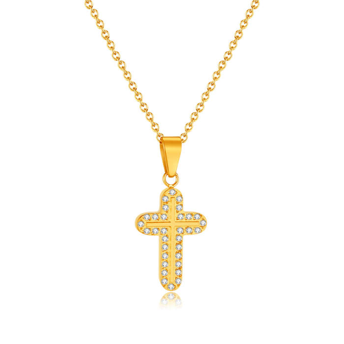 Wholesale Stainless Steel Women Cross with CZ