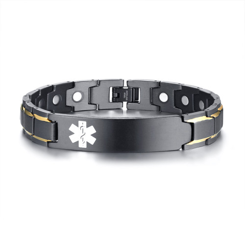 Wholesale Stainless Steel Medical ID Bracelets with Magnetic Clasp