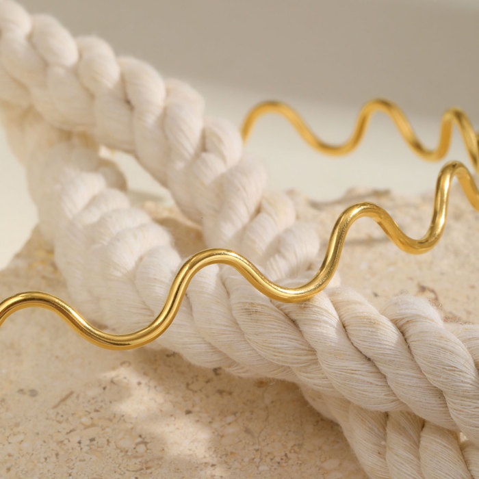 Wholesale Stainless Steel Wave Large Earrings
