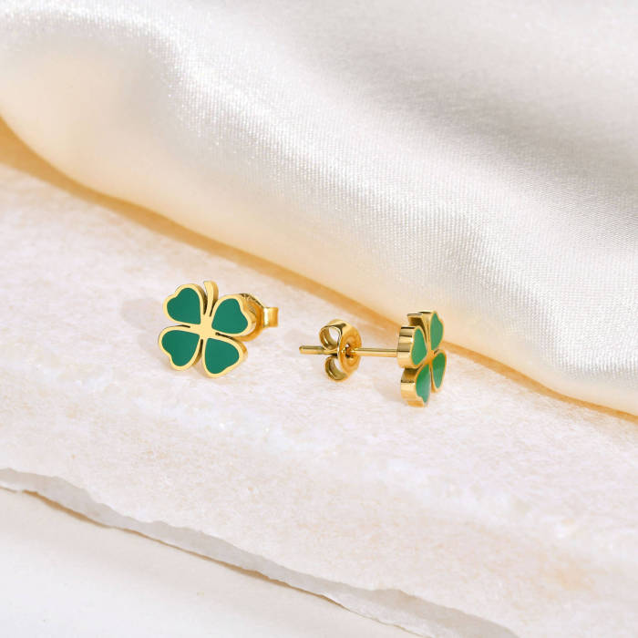 Wholesale Stainless Steel Drip Oil Cute Earrings