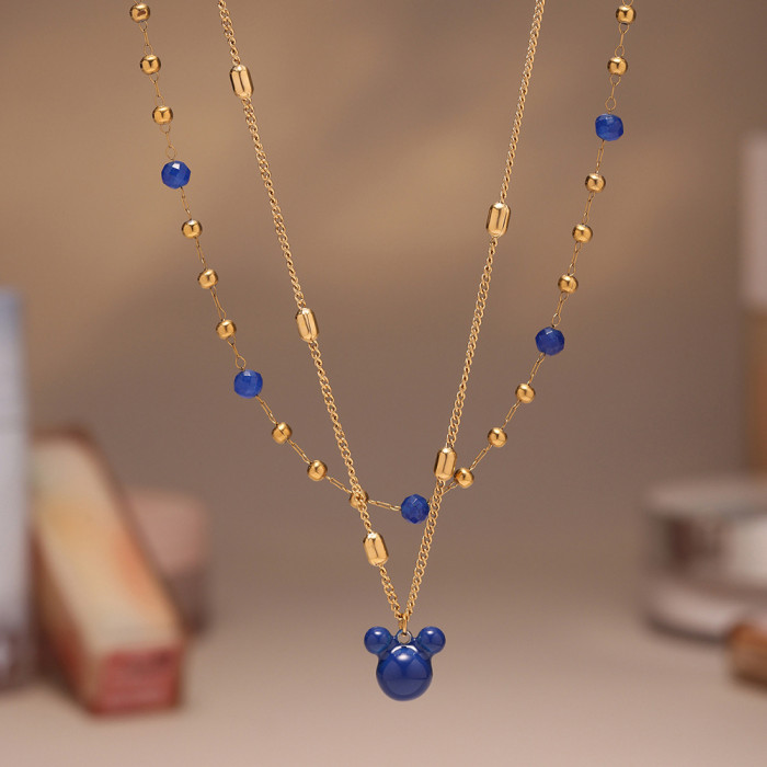 Wholesale Bear Double Layers Necklace