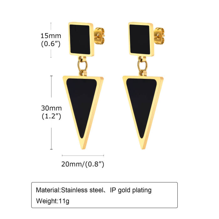 Wholesale Stainless Steel Square Link Triangle Dangle Earrings