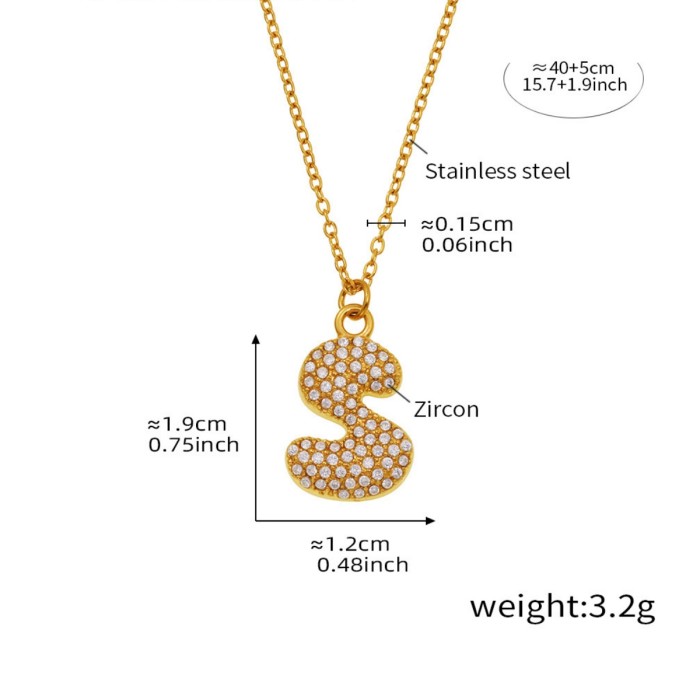 Wholesale Stainless Steel 5A CZ Initial Necklace