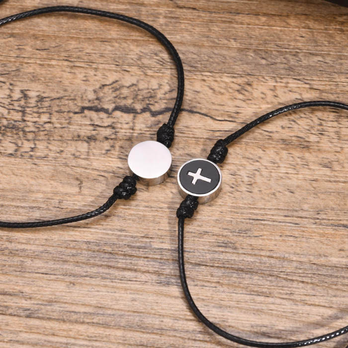 Wholesale Thin Nylon Rope Cross Couple Bracelet