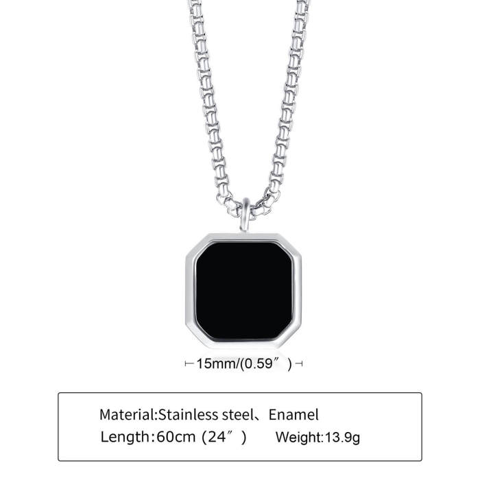Wholesale Stainless Steel Men's Octagonal Enamel Pendant