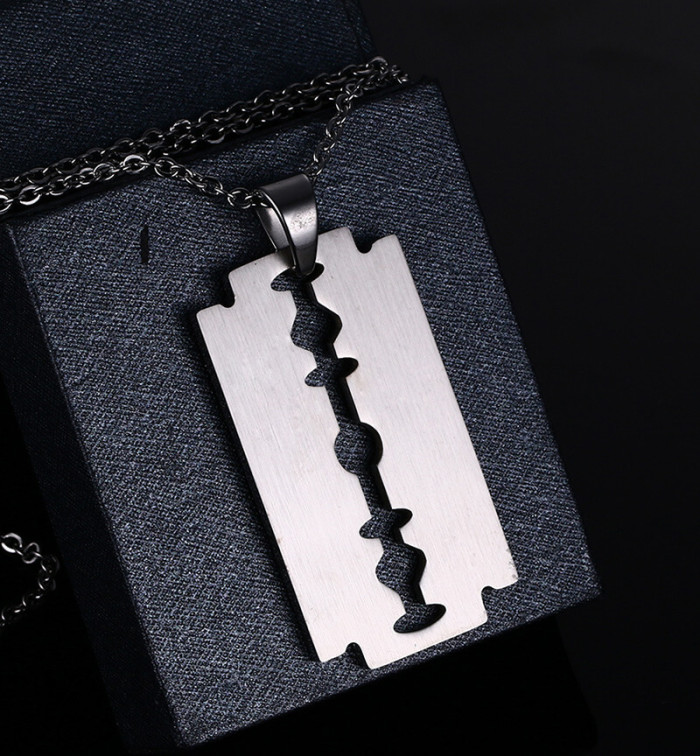 Wholesale Stainless Steel Rainbow Razor Blade Pendant