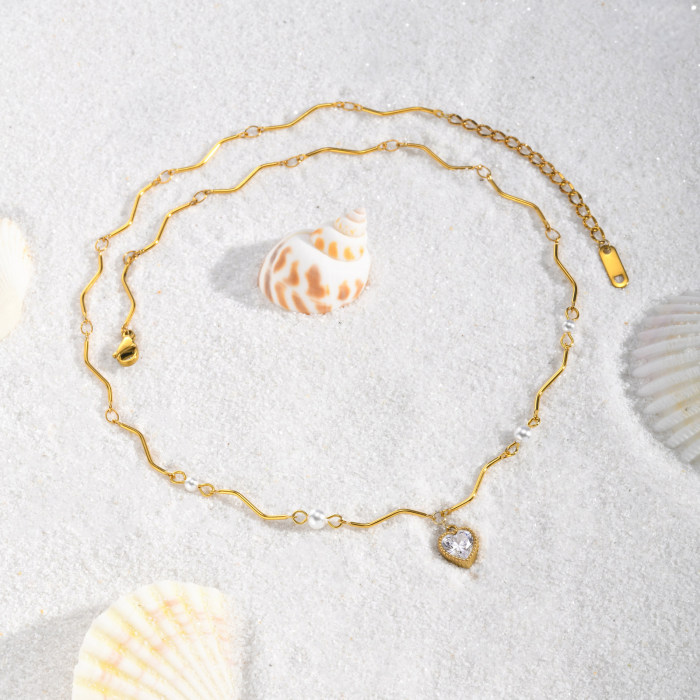 Wholesale Stainless Steel Organic Wave Necklace