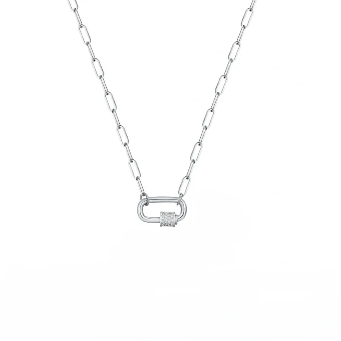 Wholesale Stainless Steel Fashion Geometric Paperclip Necklace