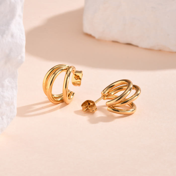 Wholesale Stainless Steel Women Multi-tube Stud Earrings
