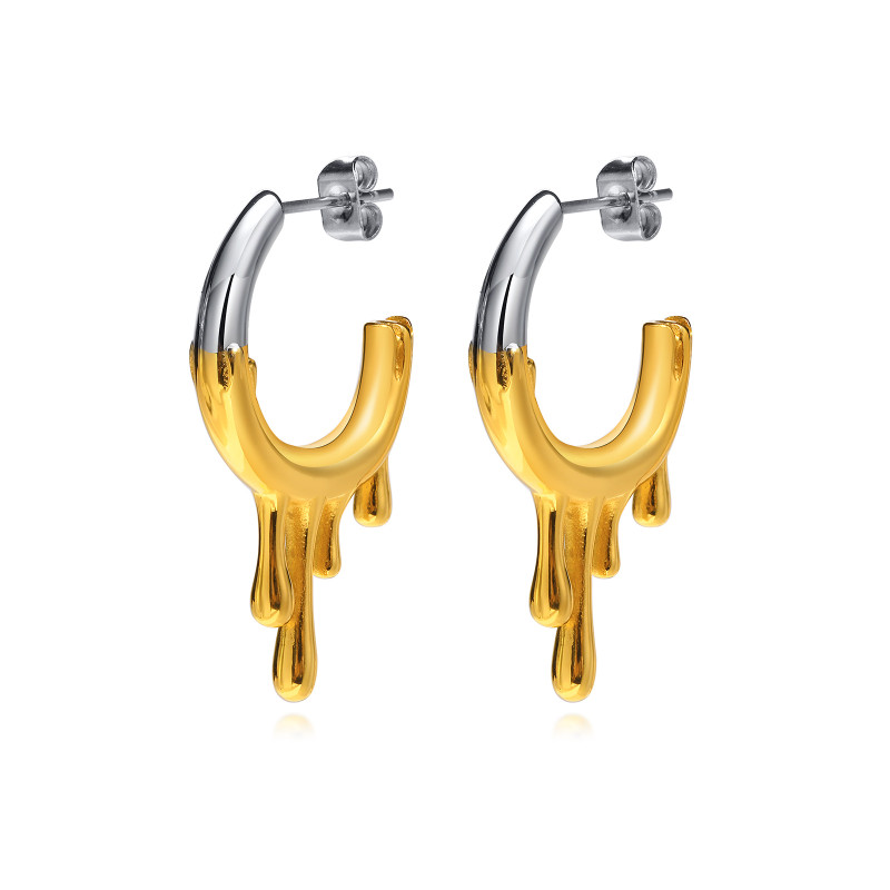 Wholesale Stainless Steel Stunning Drips Chunky Earrings