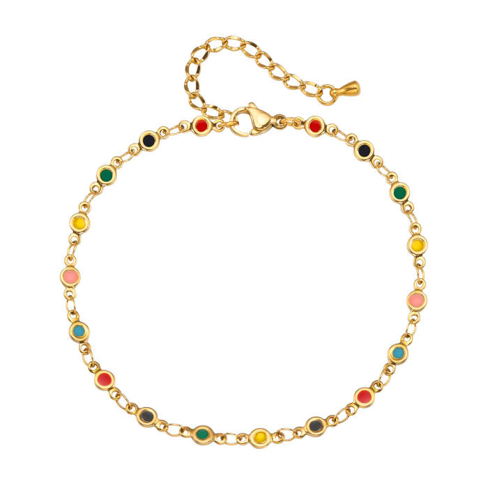 Wholesale Stainless Steel Colorful Heart Anklet