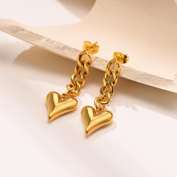 Wholesale Stainless Steel Chain Heart Earrings