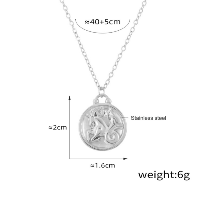 Wholesale Stainless Steel 12 Zodiac Sign Necklace Set