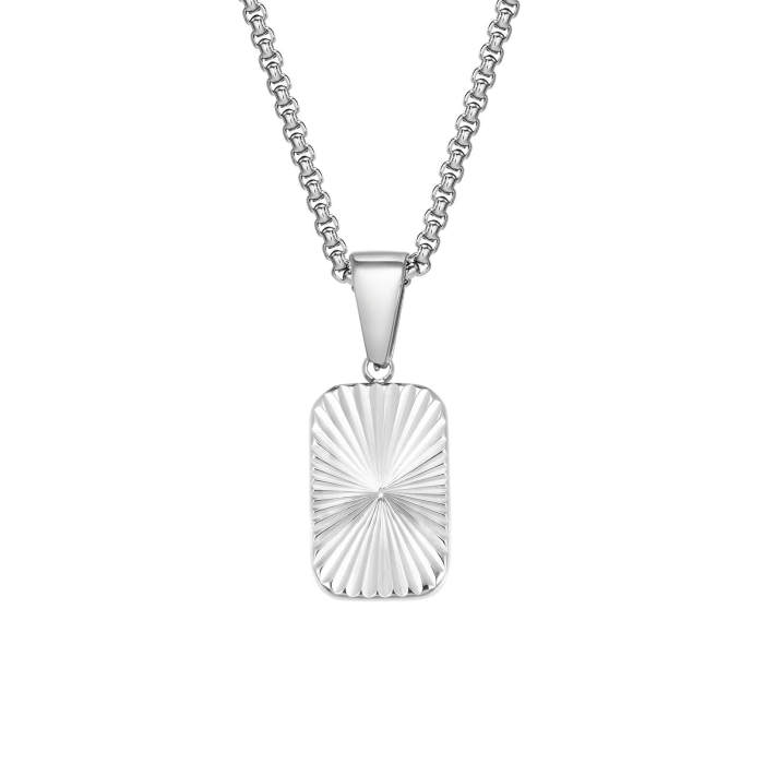 Wholesale Stainless Steel Pleated Dog Tag Pendant