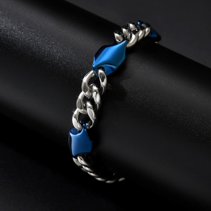 Wholesale Steel Modern Two-Tone Curb Chain Bracelet