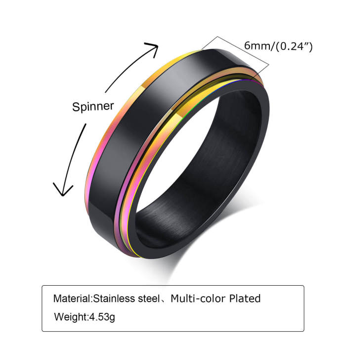 Wholesale Stainless Steel Colorful Spinner Ring