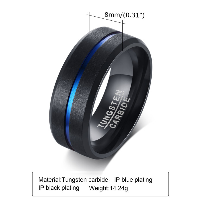 Wholesale Tungsten Carbide Rings Black and Bule