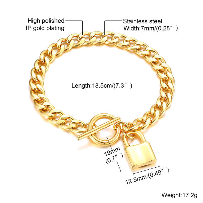 Wholesale Stainless Steel Women NK Chain Padlock Bracelet