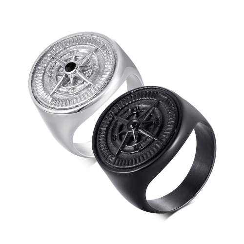 Wholesale Stainless Steel Compass Signet Band Ring