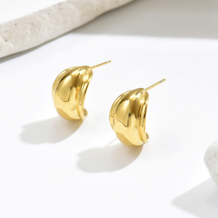 Wholesale Stainless Steel Chunky C Earrings