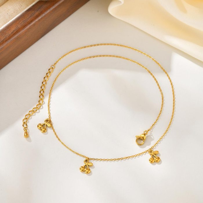 Wholesale Stainless Steel Cherry Necklace