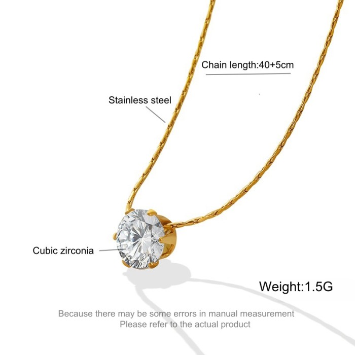 Wholesale Stainless Steel Rounded Cardano Chain Necklace with CZ
