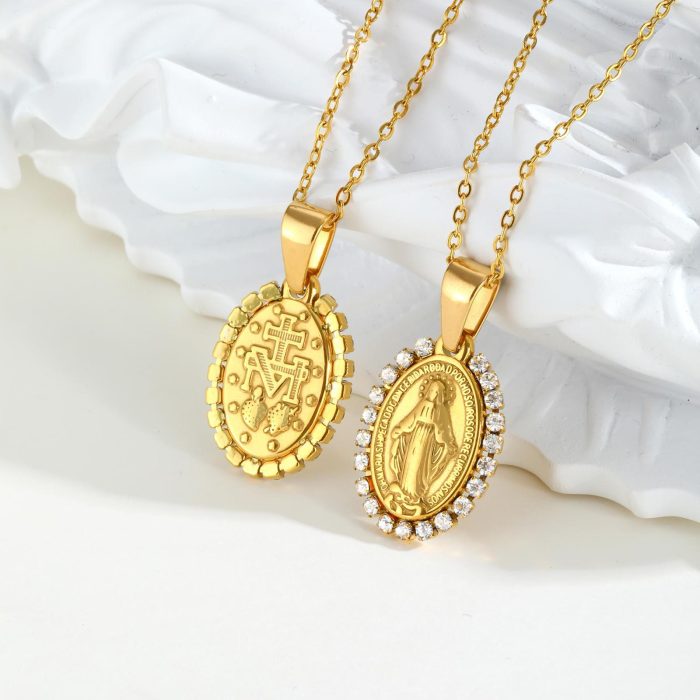 Wholesale Stainless Steel Zirconia Madonna Pendant