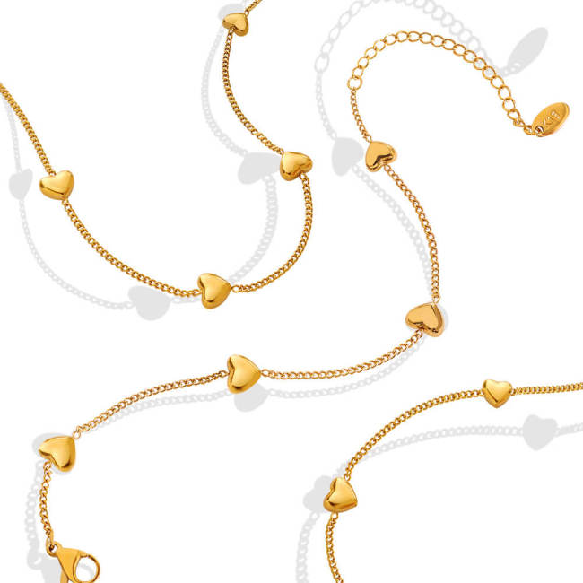 Wholesale Stainless Steel Heart Combo Bracelet & Necklace