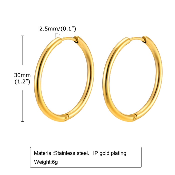 Wholesale Stainless Steel 2.5mm Women Hoop Earrings