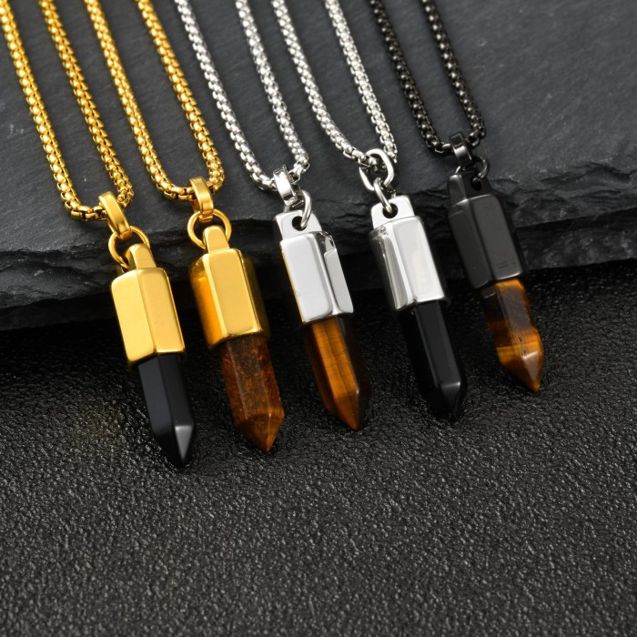 Wholesale Stainless Steel Tiger Eye Agate Pendant