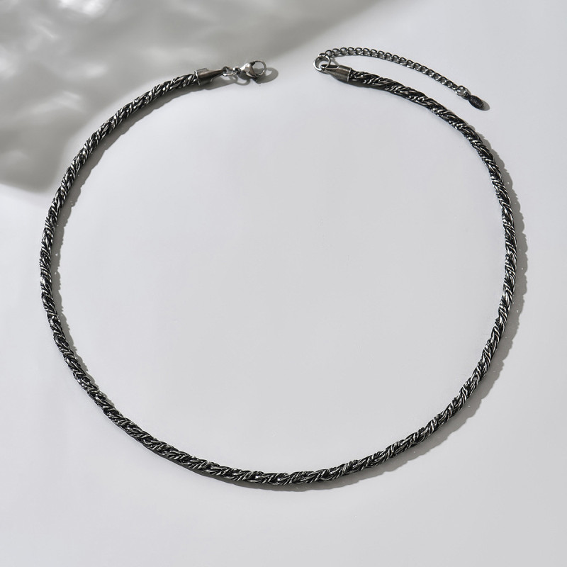 Wholesale Men's Oxidized Stainless Steel Wheat Chain