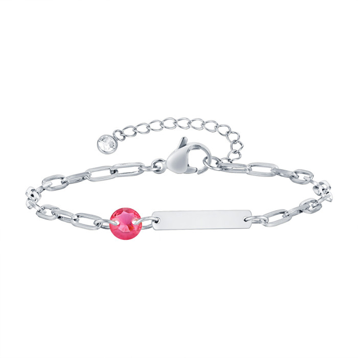 Wholesale Stainless Steel Engravable Birthstone Paperclip Bracelet