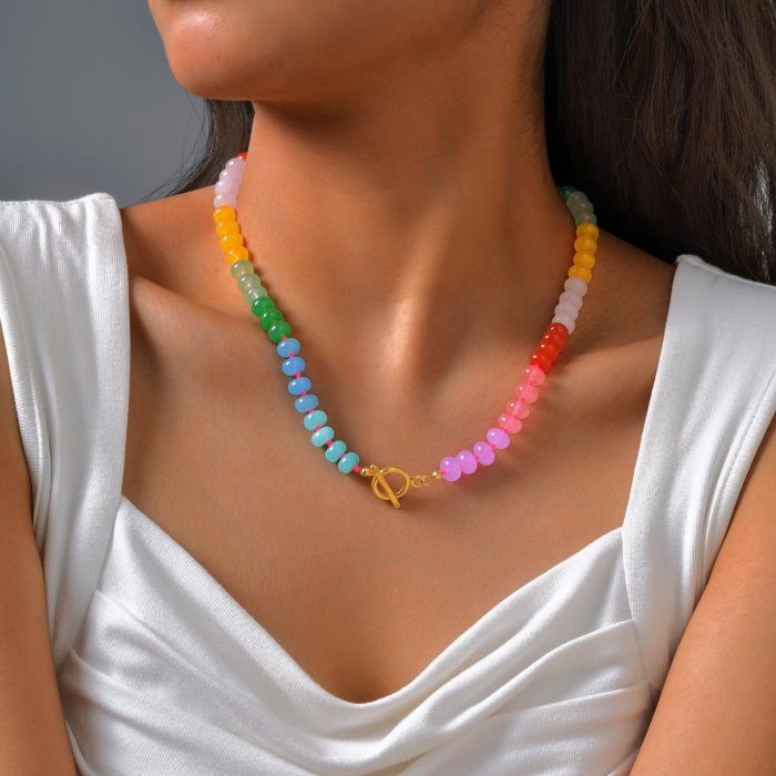 Wholesale Colorful Stone Chain Necklace