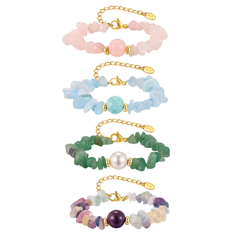 Wholesale Gold Plated Natural Crystal Chip Bracelet